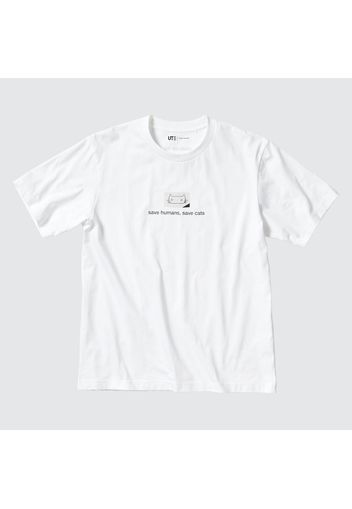 Uniqlo Cotone T-Shirt Stampa Peace For All (Haruki Murakami) - Bianco