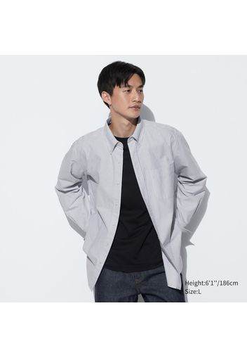 Uniqlo Cotone Camicia Oxford A Righe - Grigio