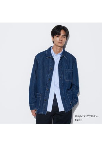 Uniqlo Cotone Giacca Di Jeans Con Tasche - Blu