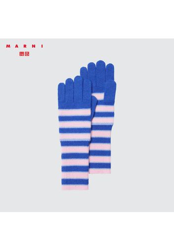 Uniqlo Guanti Marni 100% Cashmere A Righe - Blu - One Size