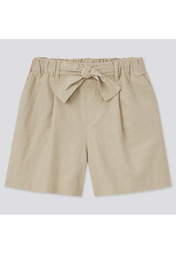 Shorts Cotone Misto Lino Con Cintura Bambina