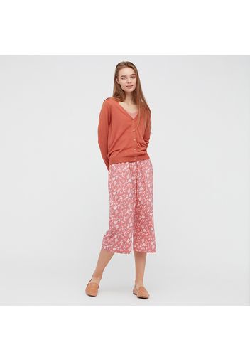 Pantaloni Culotte Relaco Cotone A Fiori Donna