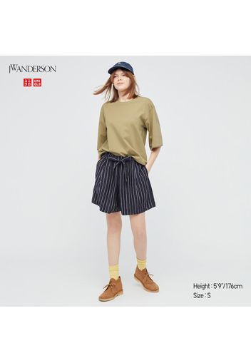 Shorts Jw Anderson Misto Lino Plissettati Gessati Donna