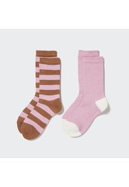 Uniqlo Calzini Termici Heattech A Righe (2 Paia) - Rosa