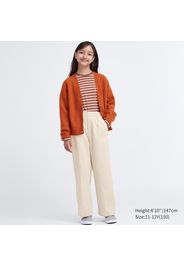 Uniqlo Pantaloni Velluto A Coste Gamba Larga Bambina Cotone - Bianco