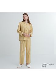 Uniqlo Viscosa Pigiama Elasticizzato Soft Maniche Lunghe - Giallo