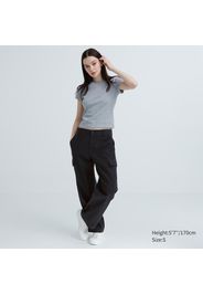 Uniqlo Cotone Pantaloni Cargo Gamba Larga - Grigio Scuro