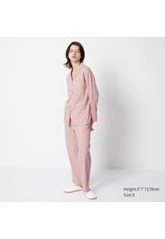 Uniqlo Pigiama Airism Cotone Maniche Lunghe - Rosa