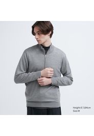 Uniqlo Maglione 100% Lana Merino Extra Fina Con Zip - Grigio