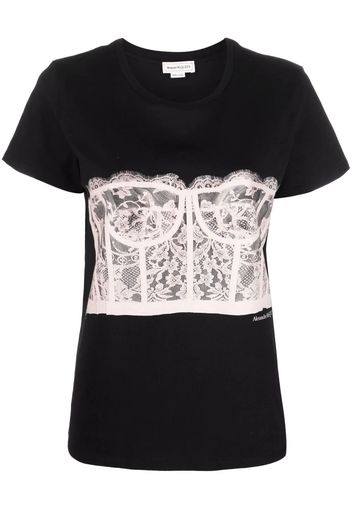 T-Shirt Corsetto In Pizzo