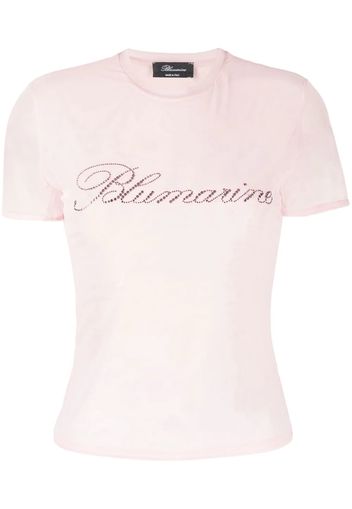 Blusa In Tulle Con Logo E Strass