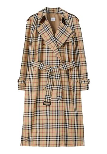 Trench Coat In Gabardine Di Cotone Check