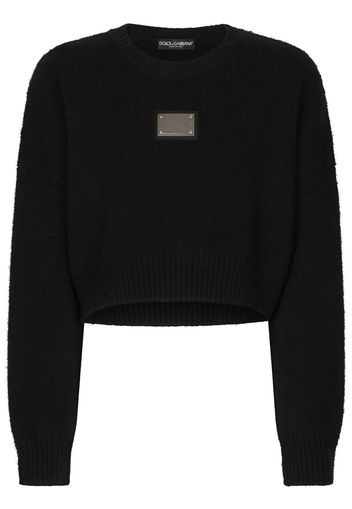 Maglione Crop Con Placca Logo