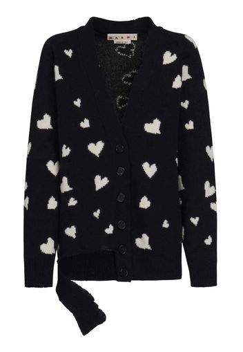 Cardigan Lungo Con Motivo Bunch Of Hearts