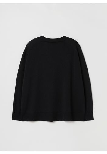 Stefanel - Maglia over in lana e lurex, Donna, Nero, Taglia XS/S