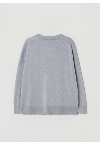 Stefanel - Maglia over in lana e lurex, Donna, Grigio, Taglia M/L