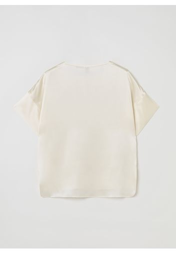 Stefanel - Blusa in seta con maniche a kimono, Donna, Bianco, Taglia S