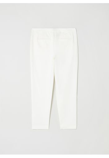 Stefanel - Pantaloni a sigaretta in cotone stretch, Donna, Bianco, Taglia 38