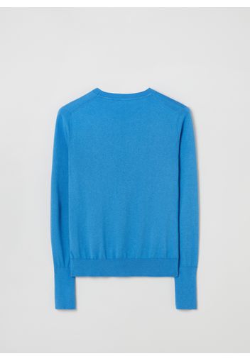 Stefanel - Pullover girocollo in seta e cotone, Donna, Blu, Taglia XS