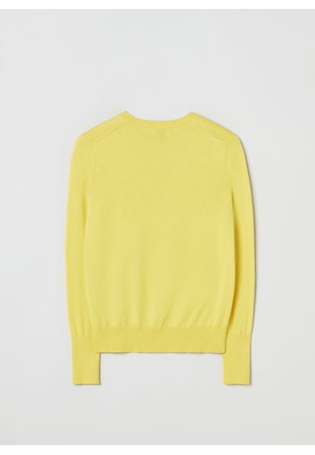 Stefanel - Pullover in seta e cotone scollo a V, Donna, Giallo, Taglia M