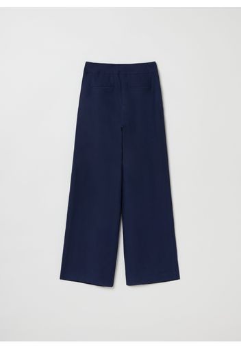 Stefanel - Pantalone palazzo in Lyocell, Donna, Blu, Taglia 42