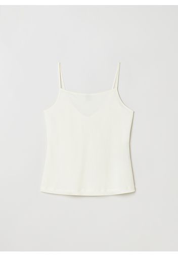 Stefanel - Tank top in cotone Supima scollo a V, Donna, Bianco, Taglia XL