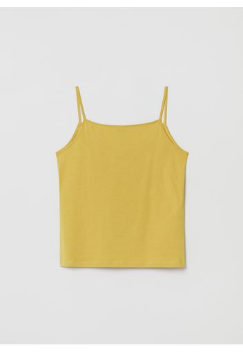 Stefanel - Tank top in cotone Supima scollo a V, Donna, Giallo, Taglia M