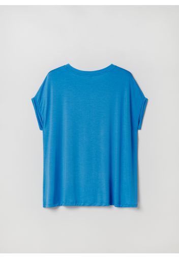 Stefanel - T-shirt oversize in Lyocell, Donna, Azzurro, Taglia S