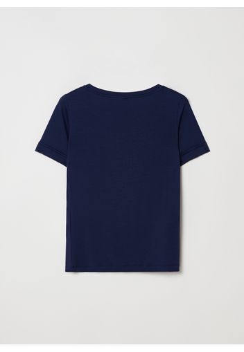 Stefanel - T-shirt in Lyocell stretch, Donna, Blu, Taglia M