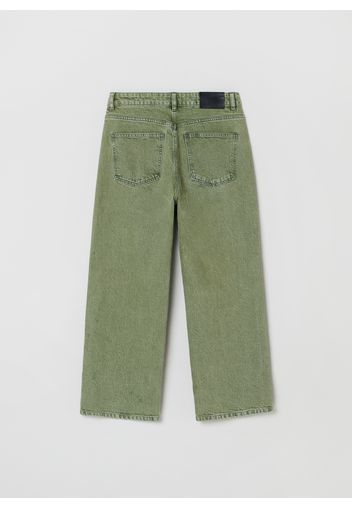 Stefanel - Jeans wide leg cinque tasche, Donna, Verde, Taglia 38