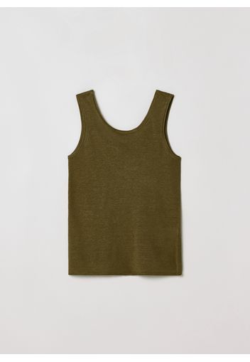 Stefanel - Tank top in lino, Donna, Verde, Taglia S