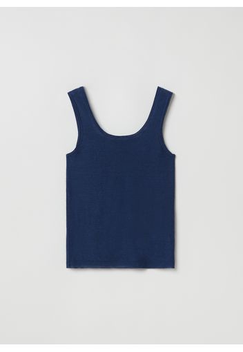 Stefanel - Tank top in lino, Donna, Blu, Taglia S