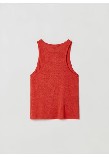 Stefanel - Tank top in lino, Donna, Rosso, Taglia L