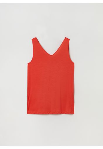 Stefanel - Tank top in Lyocell con scollo a V, Donna, Arancione, Taglia S