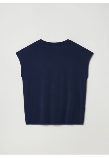 Stefanel - T-shirt in Lyocell, Donna, Blu, Taglia S