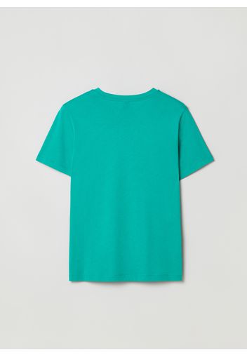 Stefanel - T-shirt girocollo in cotone, Donna, Verde, Taglia XS