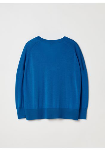 Stefanel - Maglia oversize in lana merino, Donna, Blu, Taglia XXS