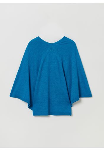 Stefanel - Maglia over in lino con maniche raglan, Donna, Blu, Taglia XS