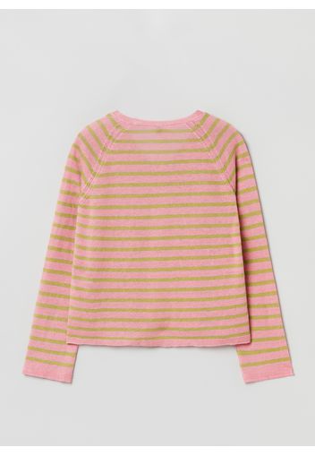 Stefanel - Maglia over in lino a righe, Donna, Multicolor, Taglia XS