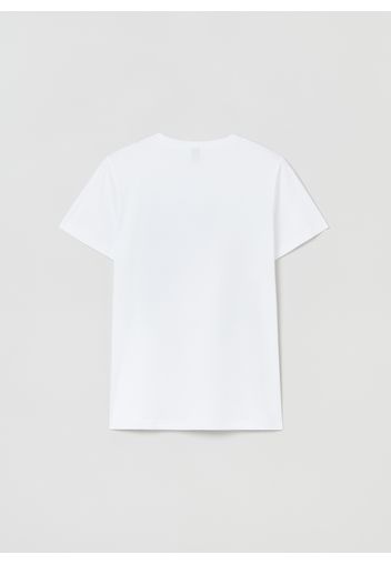 Stefanel - T-shirt girocollo con stampa, Donna, Bianco, Taglia XS