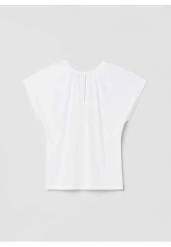 Stefanel - T-shirt con plissettatura, Donna, Bianco, Taglia M