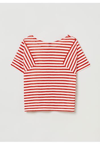 Stefanel - T-shirt a righe in lino, Donna, Multicolor, Taglia XS