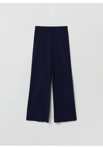 Stefanel - Pantalone cropped in maglia, Donna, Blu, Taglia S