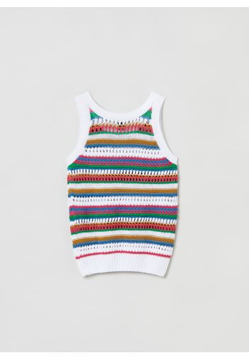 Stefanel - Tank top in maglia a righe multicolor, Donna, Multicolor, Taglia S