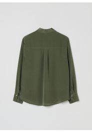 Stefanel - Camicia in seta con tasche, Donna, Verde, Taglia 38