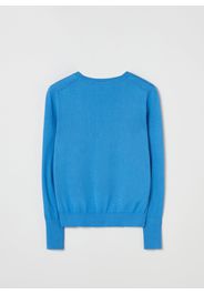 Stefanel - Pullover in seta e cotone scollo a V, Donna, Blu, Taglia M