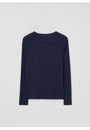 Stefanel - T-shirt in modal e lana a coste, Donna, Blu, Taglia M