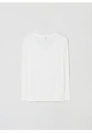 Stefanel - T-shirt a maniche lunghe in Lyocell, Donna, Bianco, Taglia M