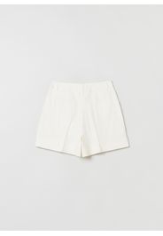 Stefanel - Shorts a vita alta in lino e viscosa, Donna, Bianco, Taglia 40