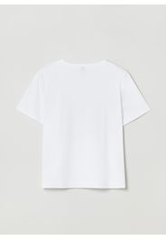 Stefanel - T-shirt in cotone e modal con stampa, Donna, Bianco, Taglia S